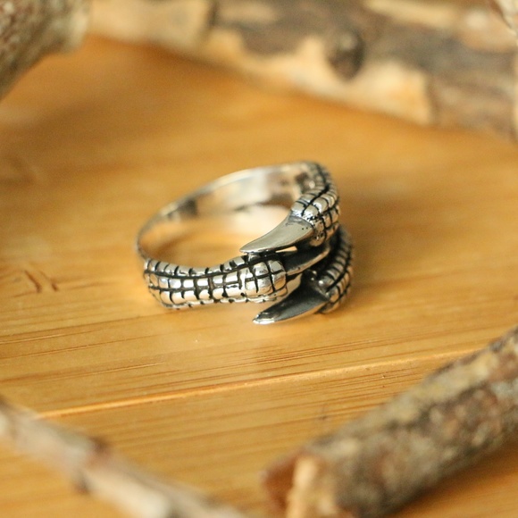 925 Sterling Silver, Eagle's Paws, Men's Rings - Picture 8 of 8